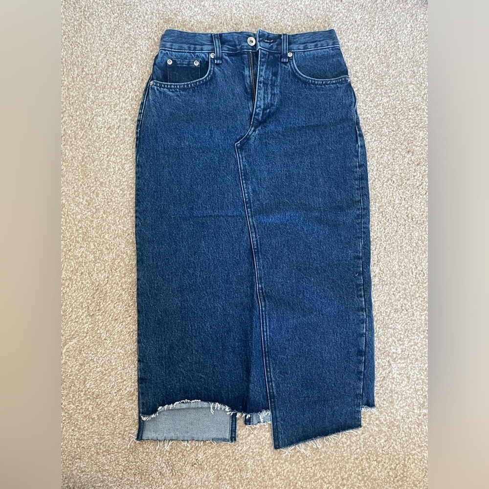 Rag&Bone Blue Sukato midi denim skirt